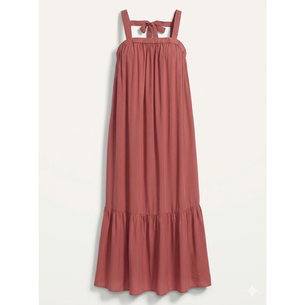 Old‎ Navy Womens M Coastal Boho Vacation Euro Summer Tie Back Swing Maxi Dress